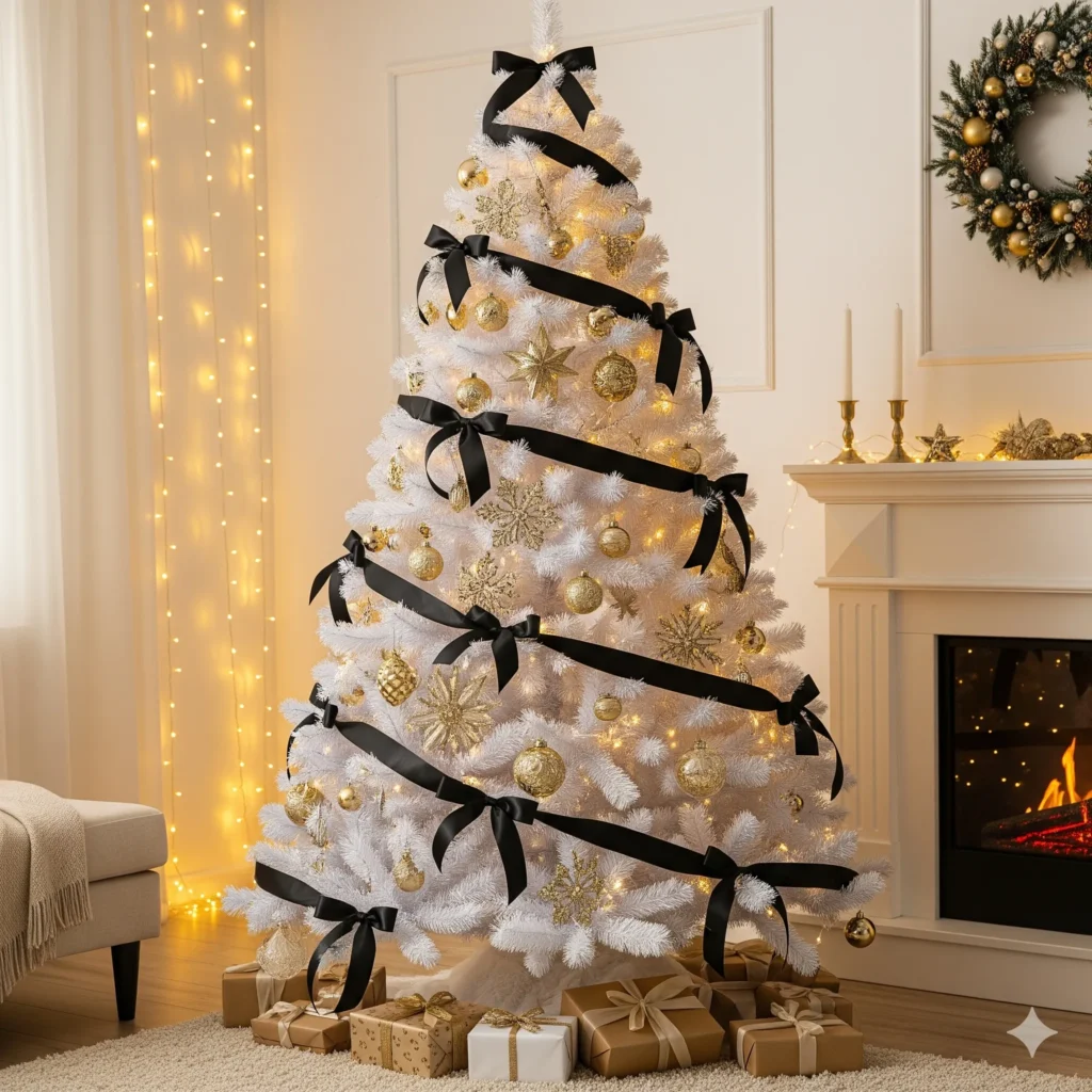 15 Elegant Gold & White Christmas Tree Ideas That Look Absolutely Stunning white and gold christmas tree with bows