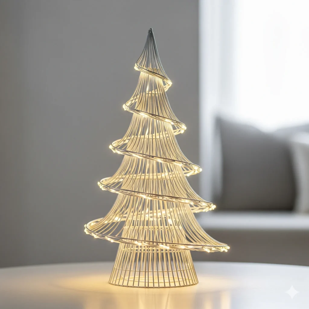 12 Modern & Minimalist Christmas Tree Ideas for a Chic Holiday Look wire frame minimalist christmas tree