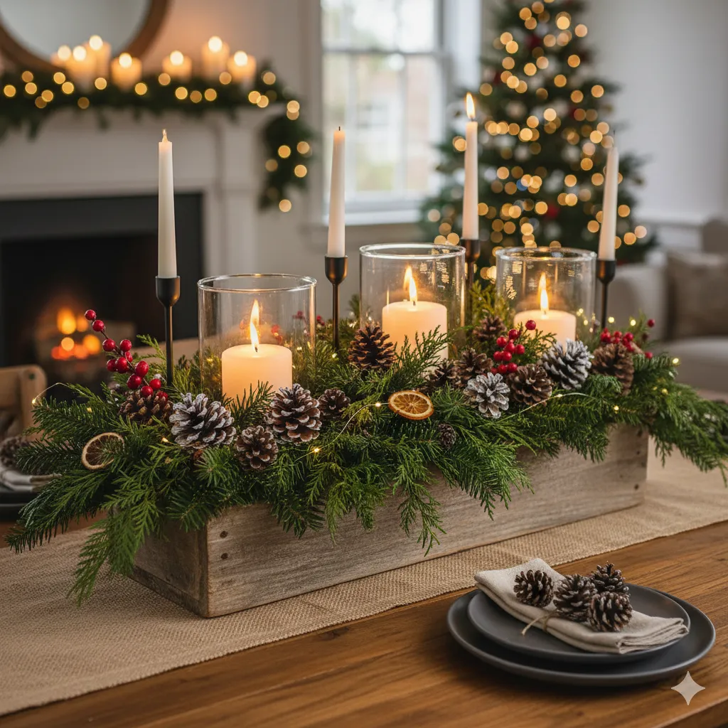 wooden box centerpiece