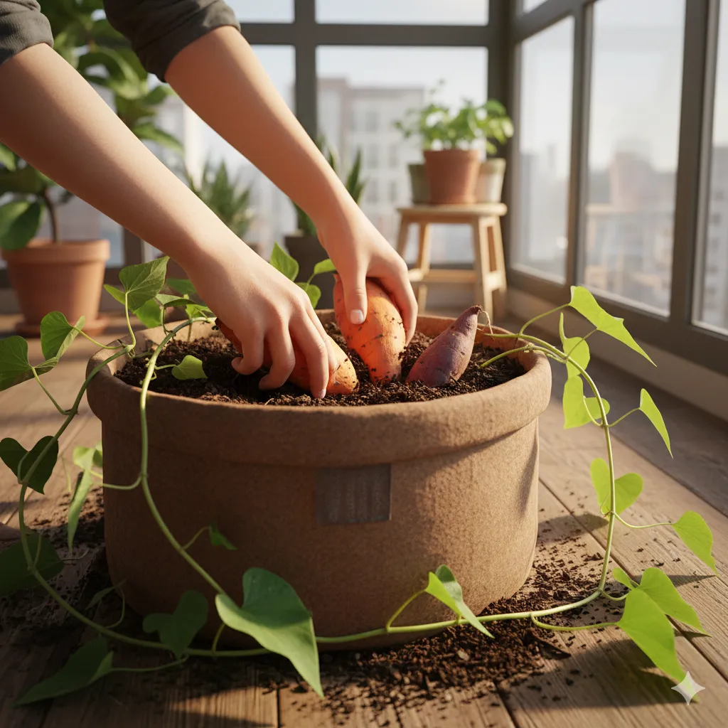 how to grow sweet potatoes in containers
