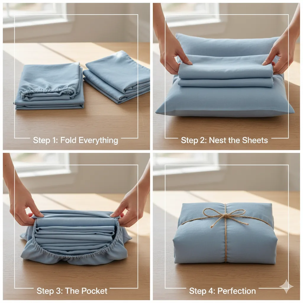 neatly fold bed sheets