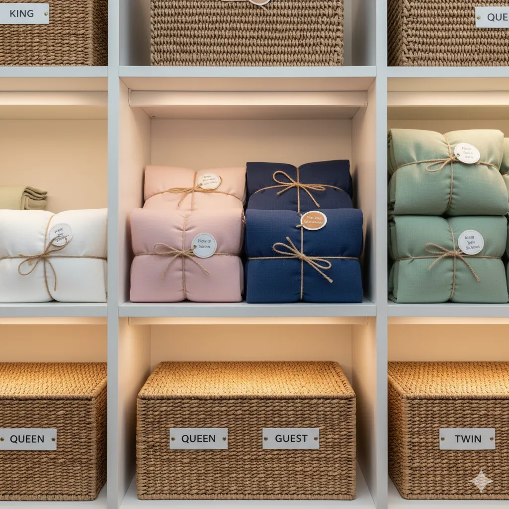 organizing bed sheets