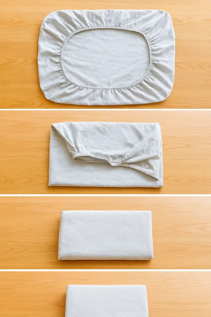 step by step fitted sheet fold