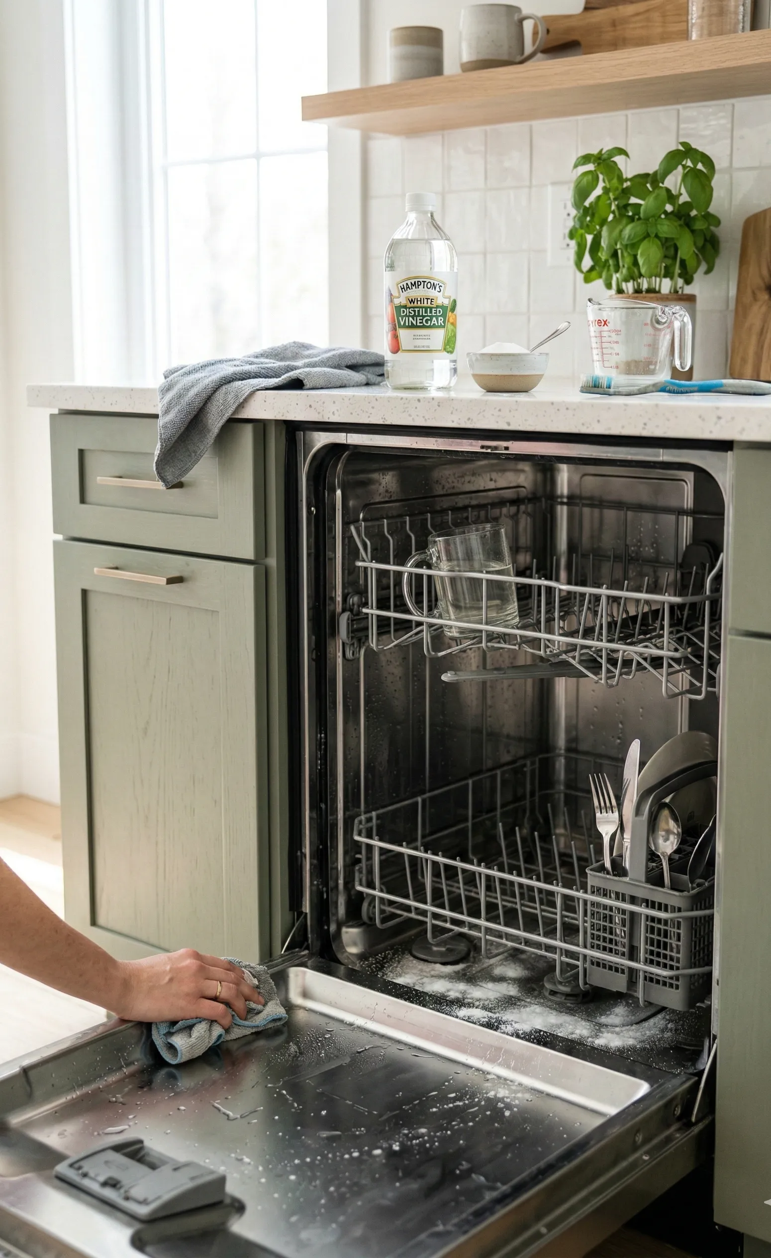 how to clean dishwasher with vinegar and baking soda