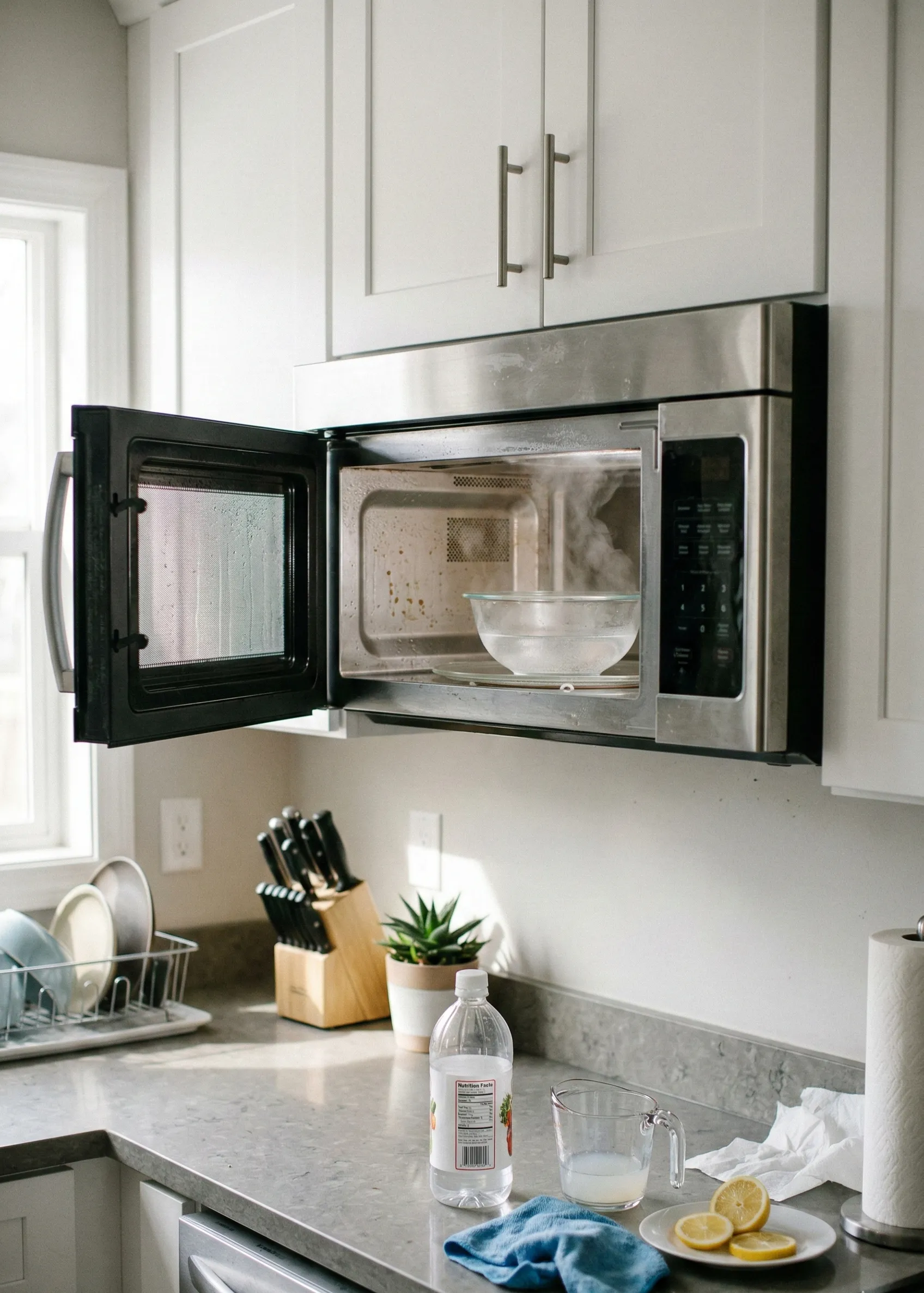 how to clean microwave with vinegar