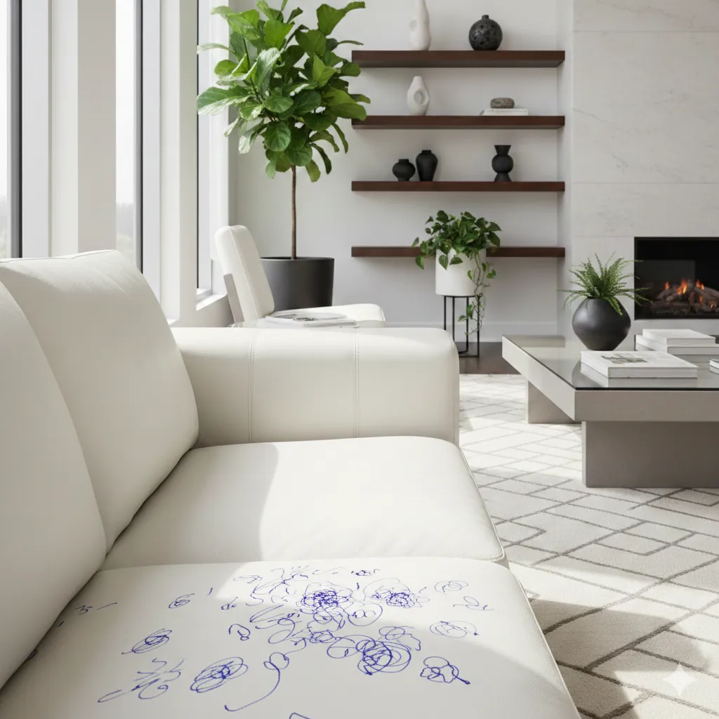 how to remove pen marks from leather sofa