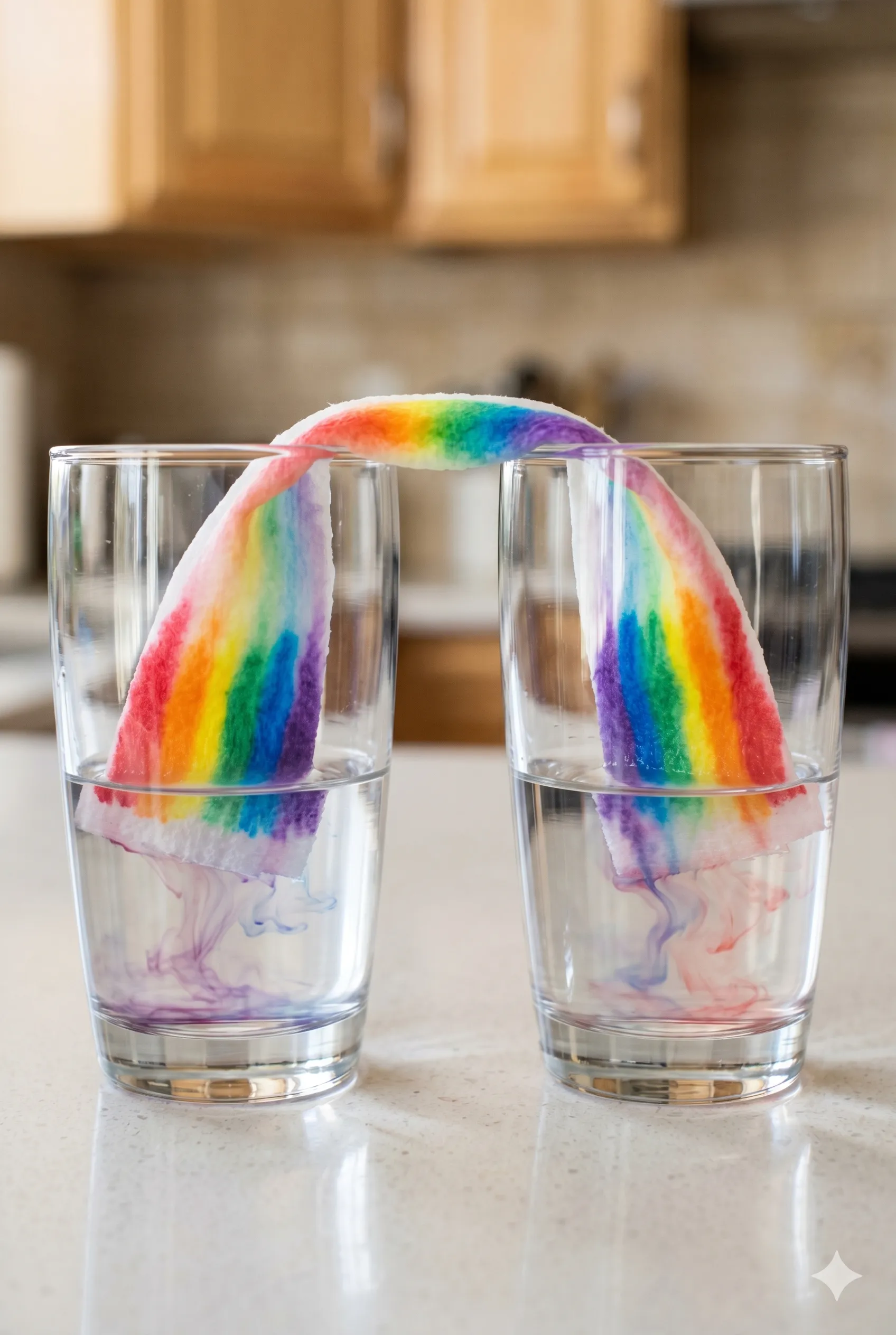 rainbow paper towel experiment for kids