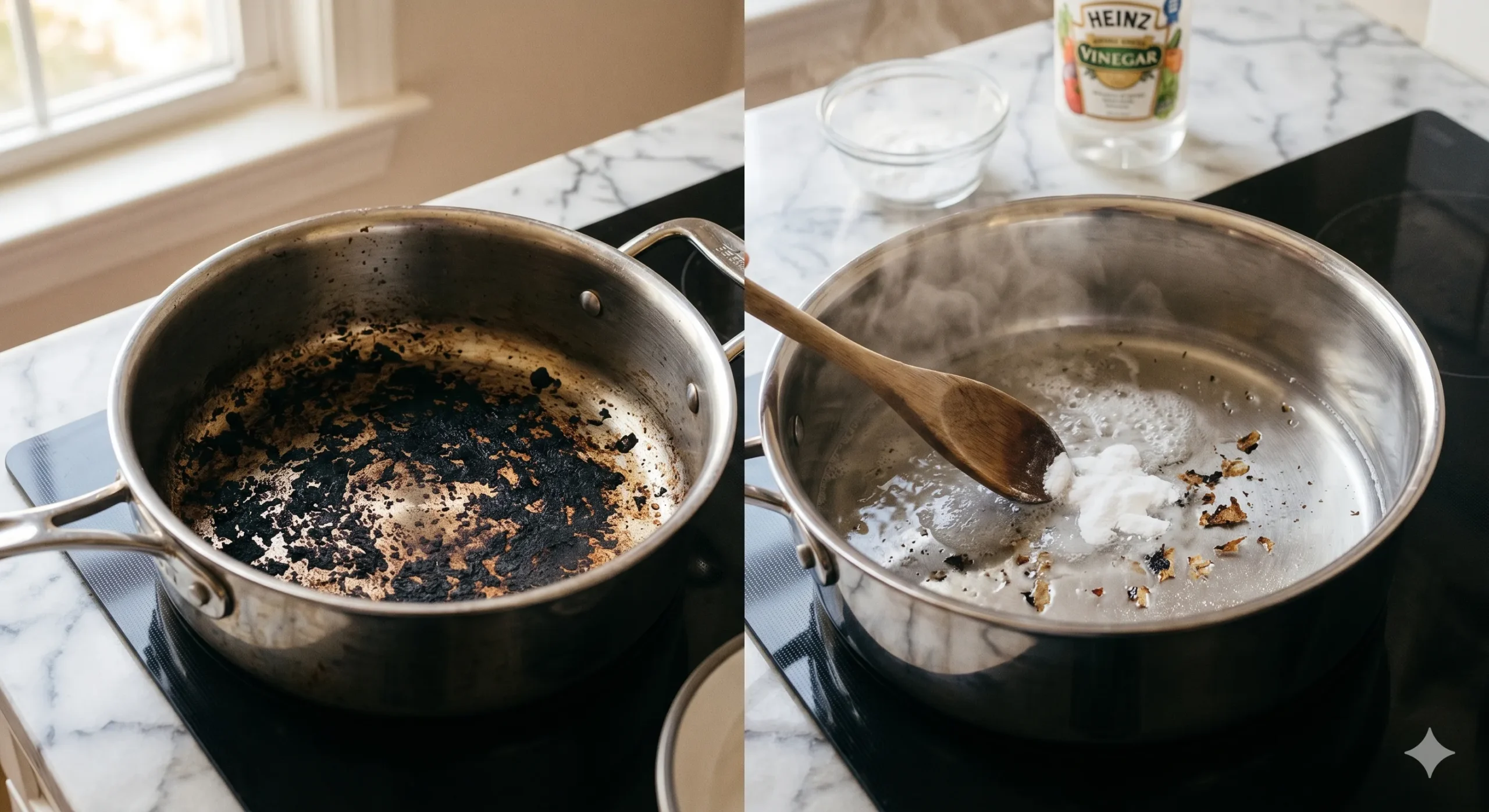 how to clean a burnt stainless steel pot