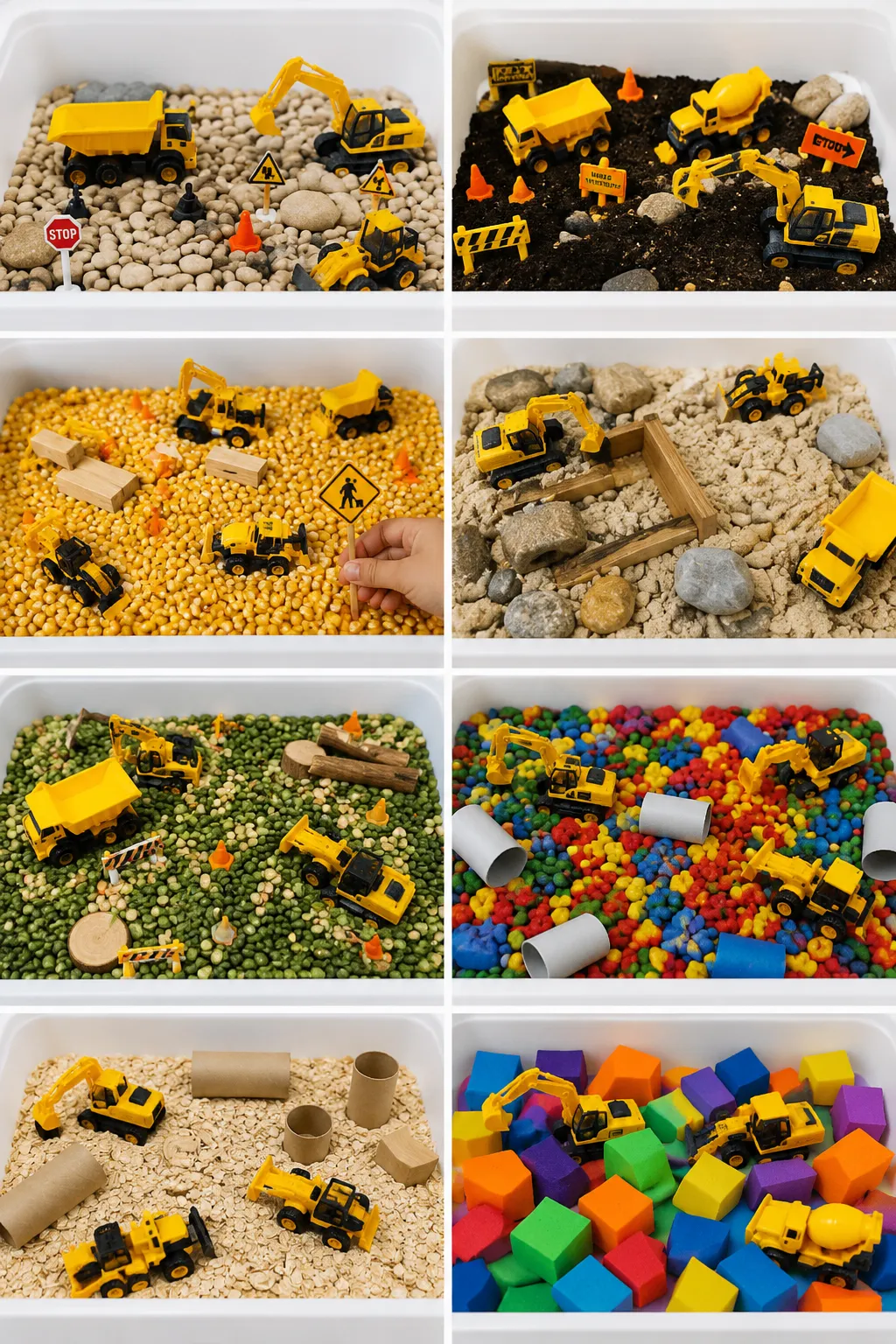8 construction sensory bin ideas