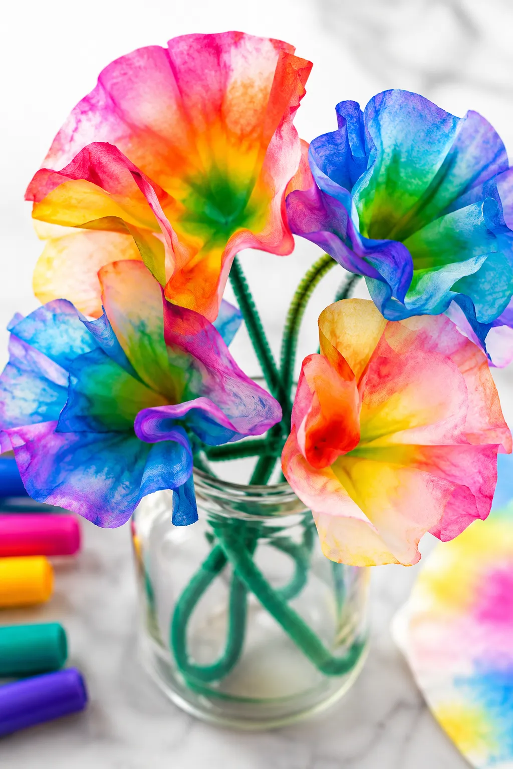 rainbow walking coffee filter flowers
